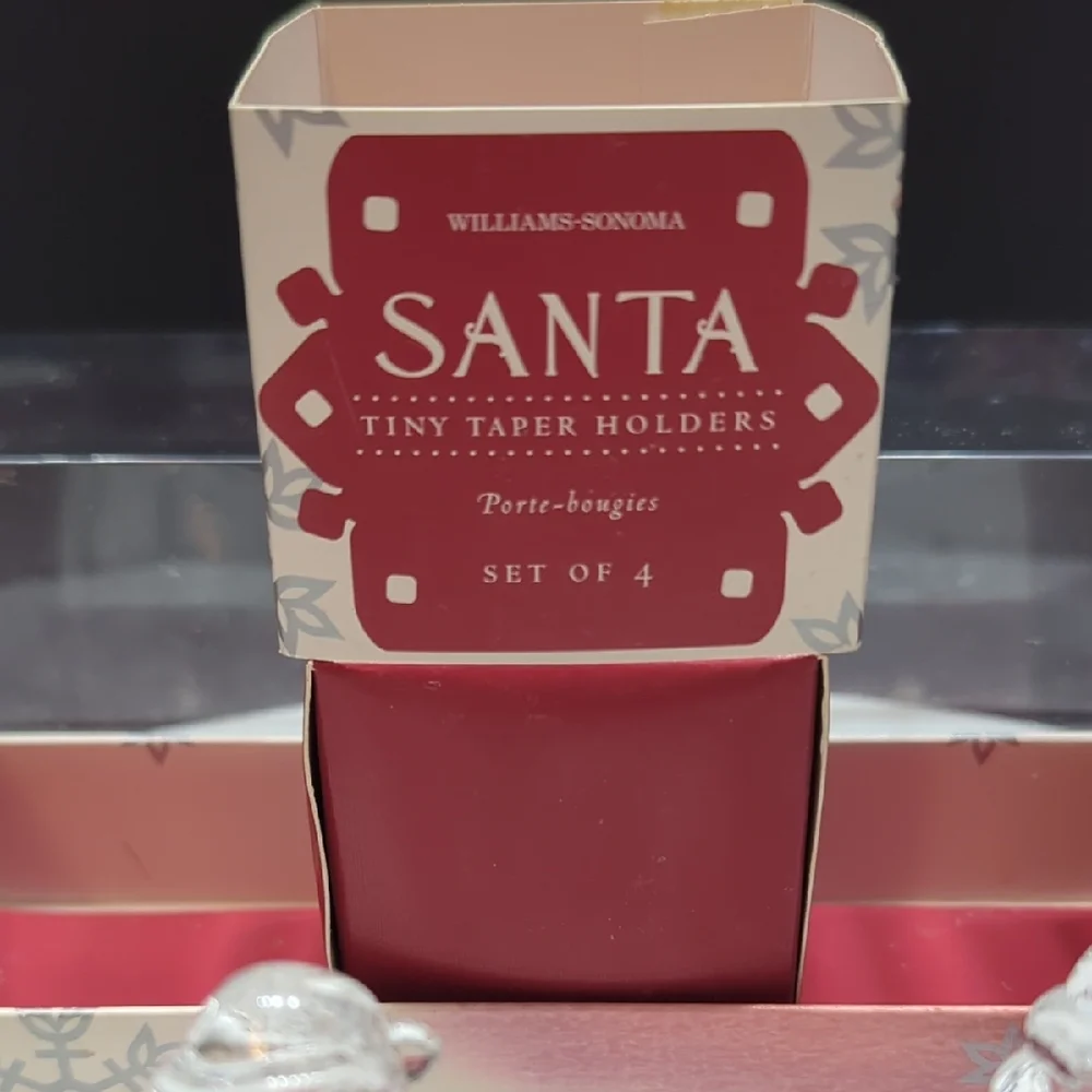 Williams Sonoma Santa Tiny Taper Holders - Red